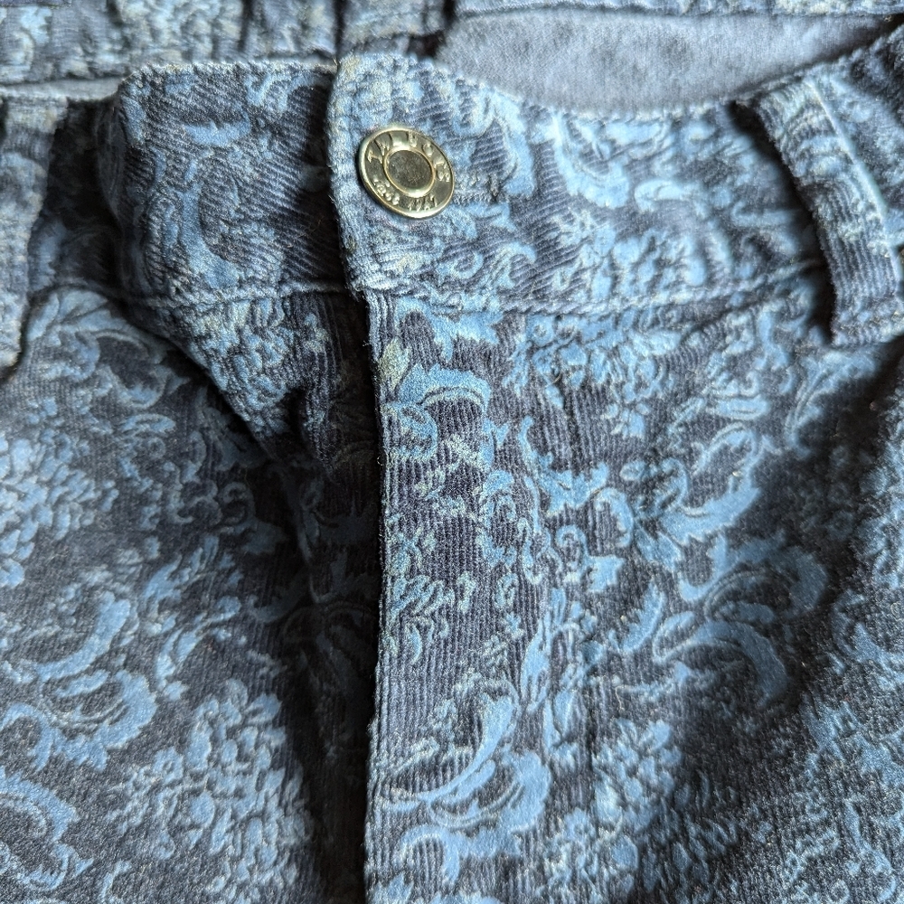 Talbots Petite Heritage Blue Velvet Burnout Corduroy Pants Womens Sz 12P Floral - Picture 7 of 12
